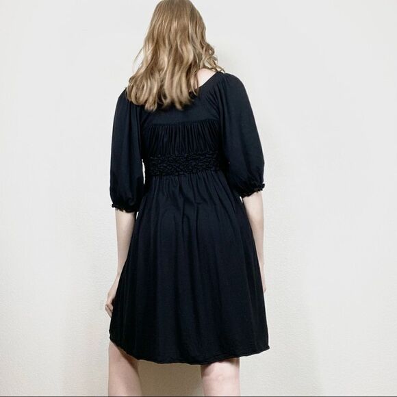 Max Studio Black Balloon Puff Sleeve Regency Style Mini Dress - Picture 3 of 7